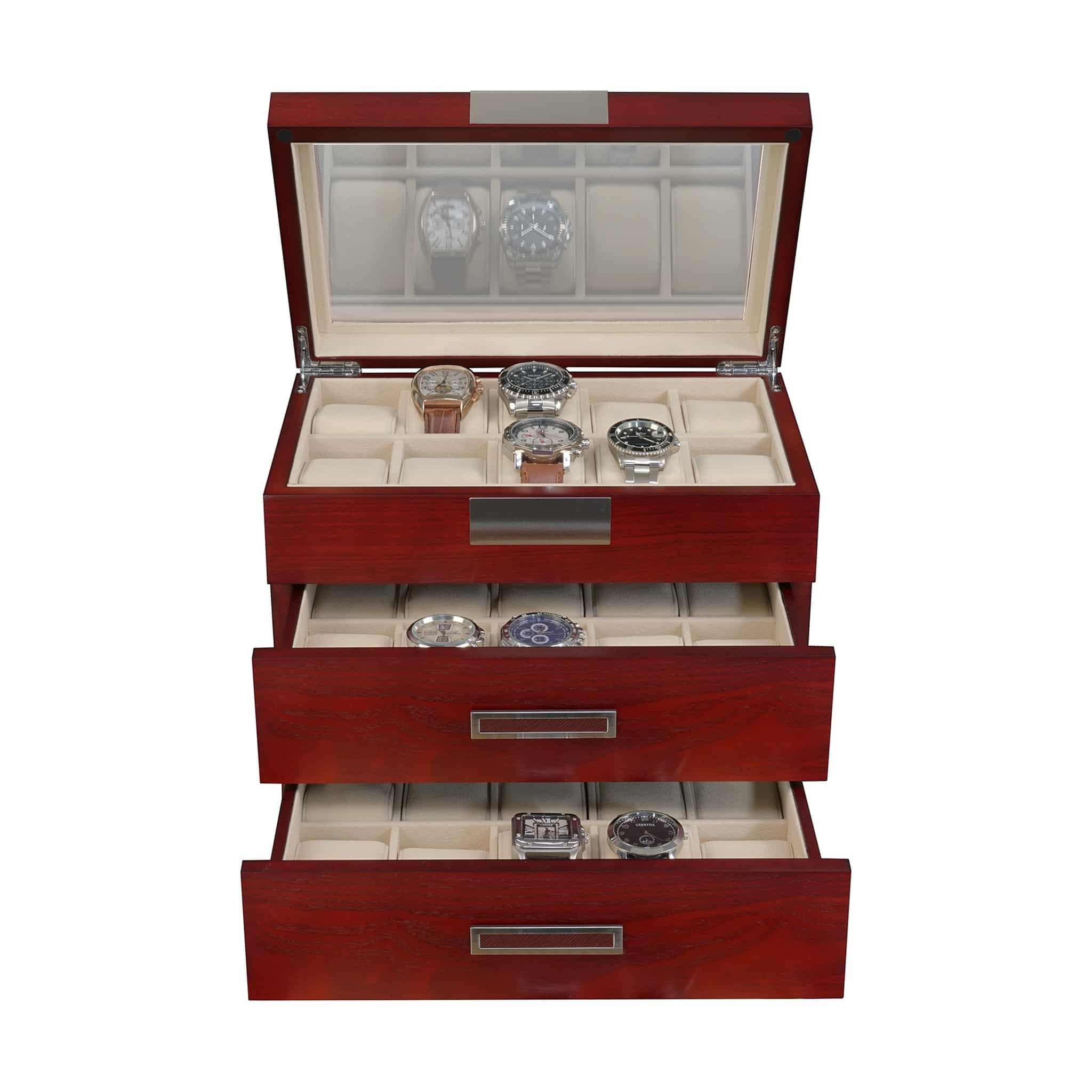 Cherry 30 Slot Large Oak Watch Box