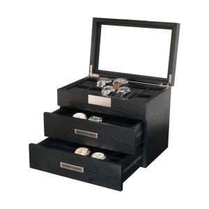 Black 30 Slot Large Oak Watch Box