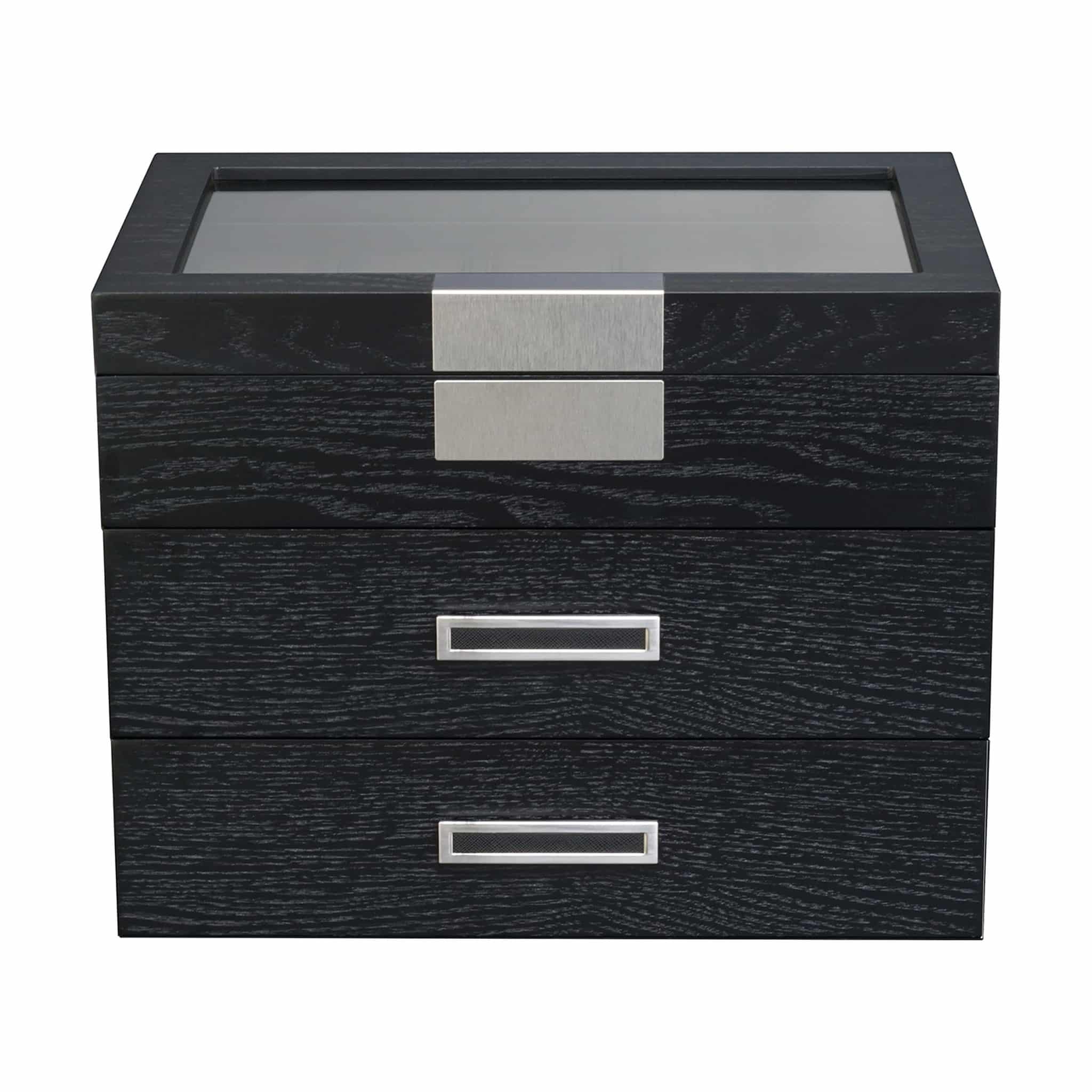 Black 30 Slot Large Oak Watch Box