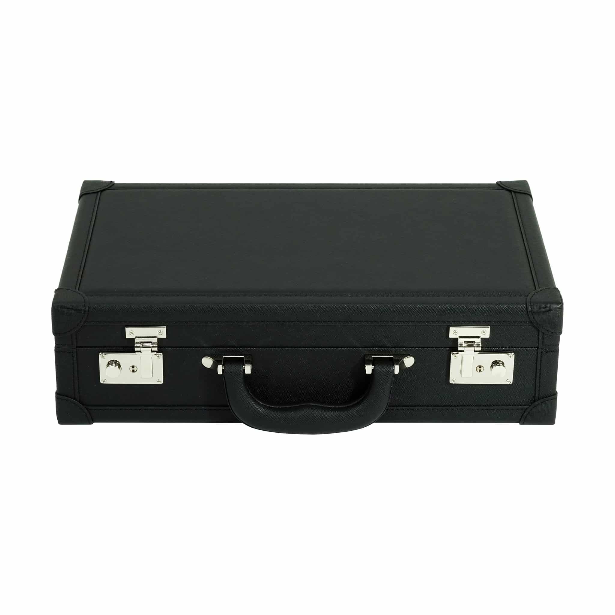Black 12 Slot Leather Suitcase Watch Box