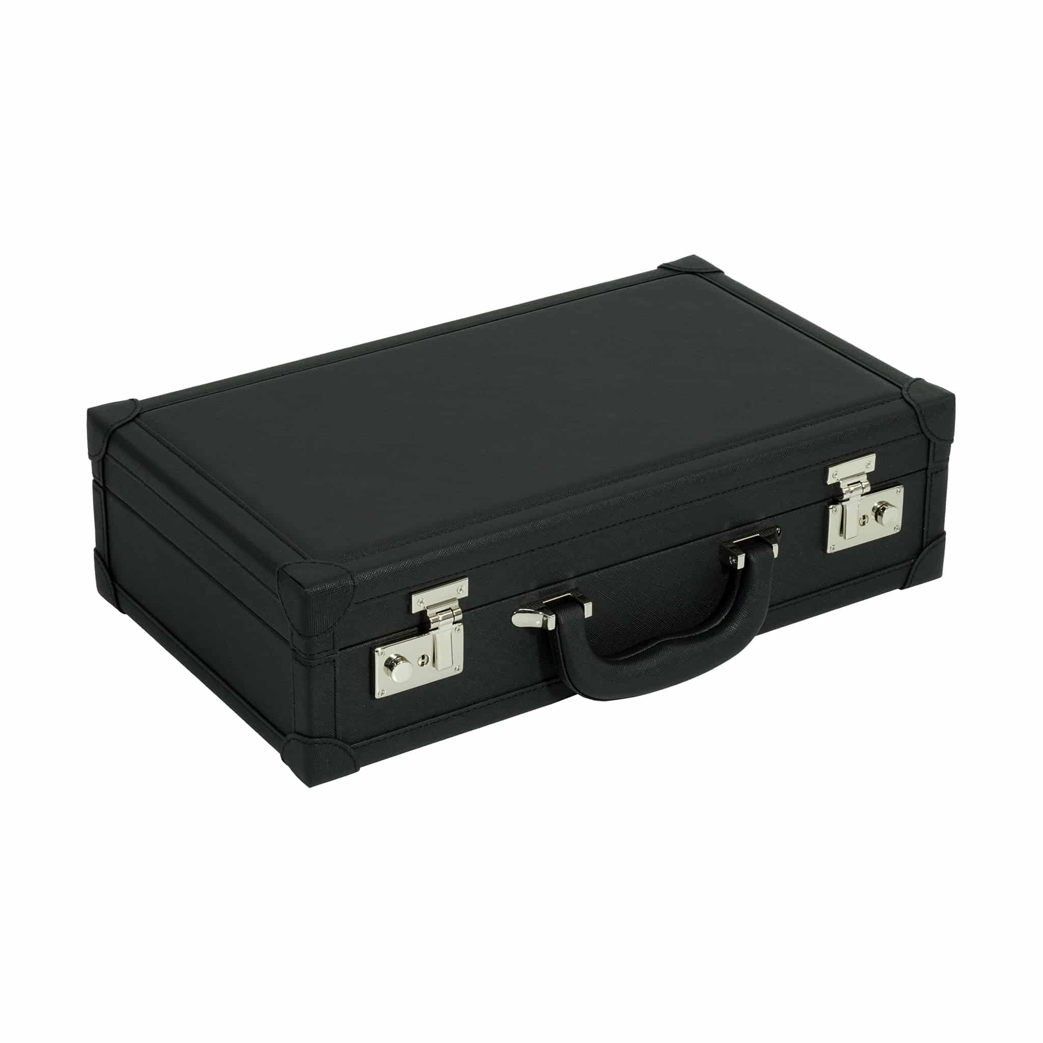 Black 12 Slot Leather Suitcase Watch Box