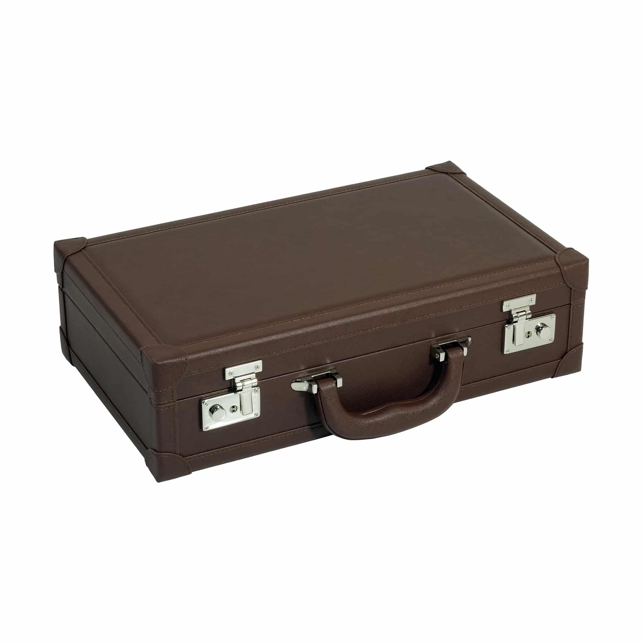 Brown 12 Slot Leather Suitcase Watch Box