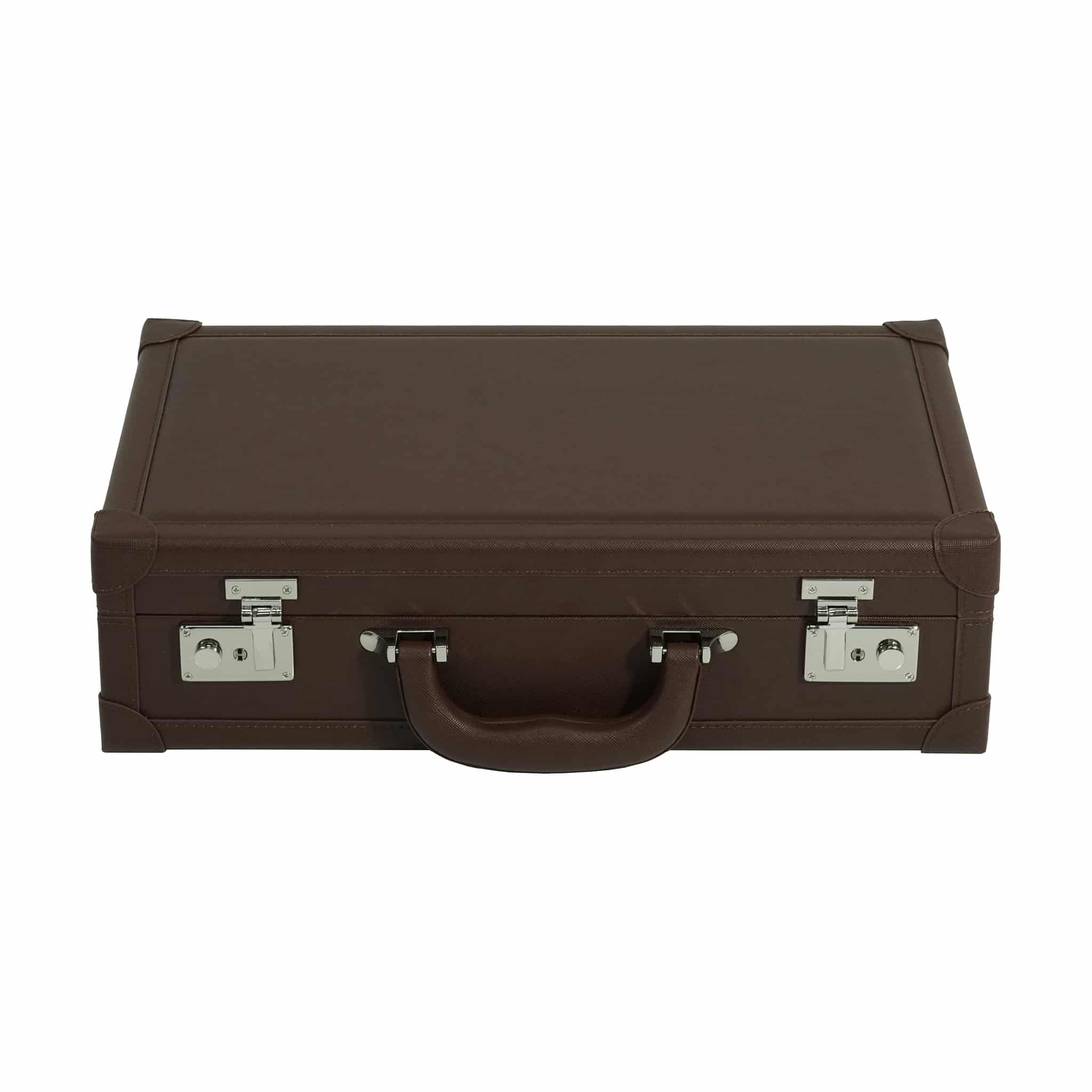 Brown 12 Slot Leather Suitcase Watch Box