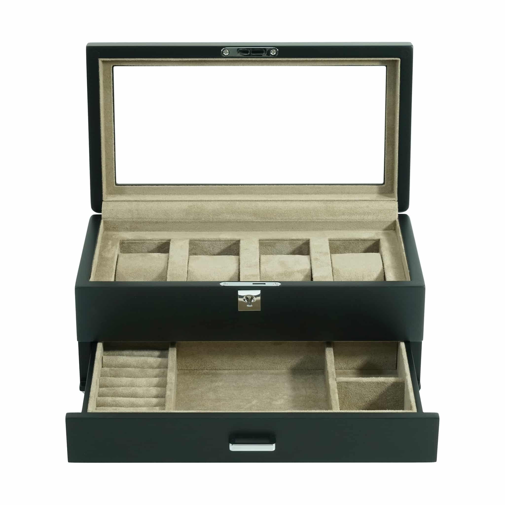4 Slot Heirloom Collection Watch Box with Draw - Velvet Cream