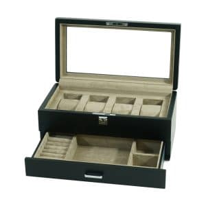 4 Slot Heirloom Collection Watch Box with Draw - Velvet Cream