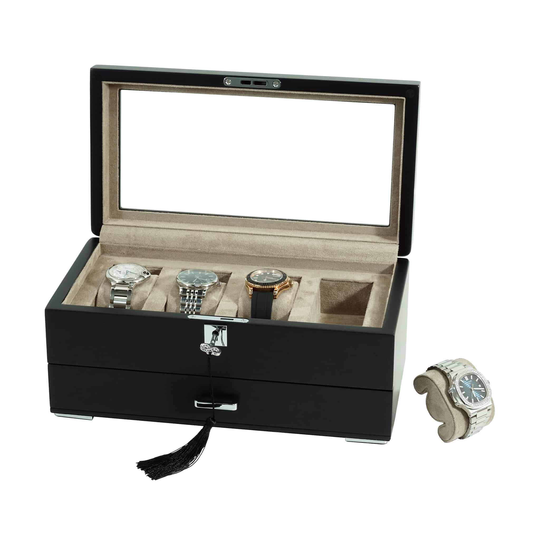 4 Slot Heirloom Collection Watch Box with Draw - Velvet Cream