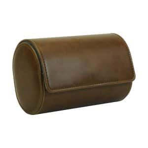 Brown Leather Travel Watch Case - 2 Slots