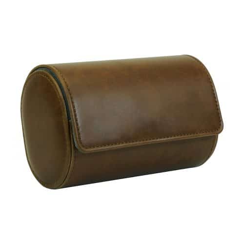 Brown Leather Travel Watch Case - 2 Slots